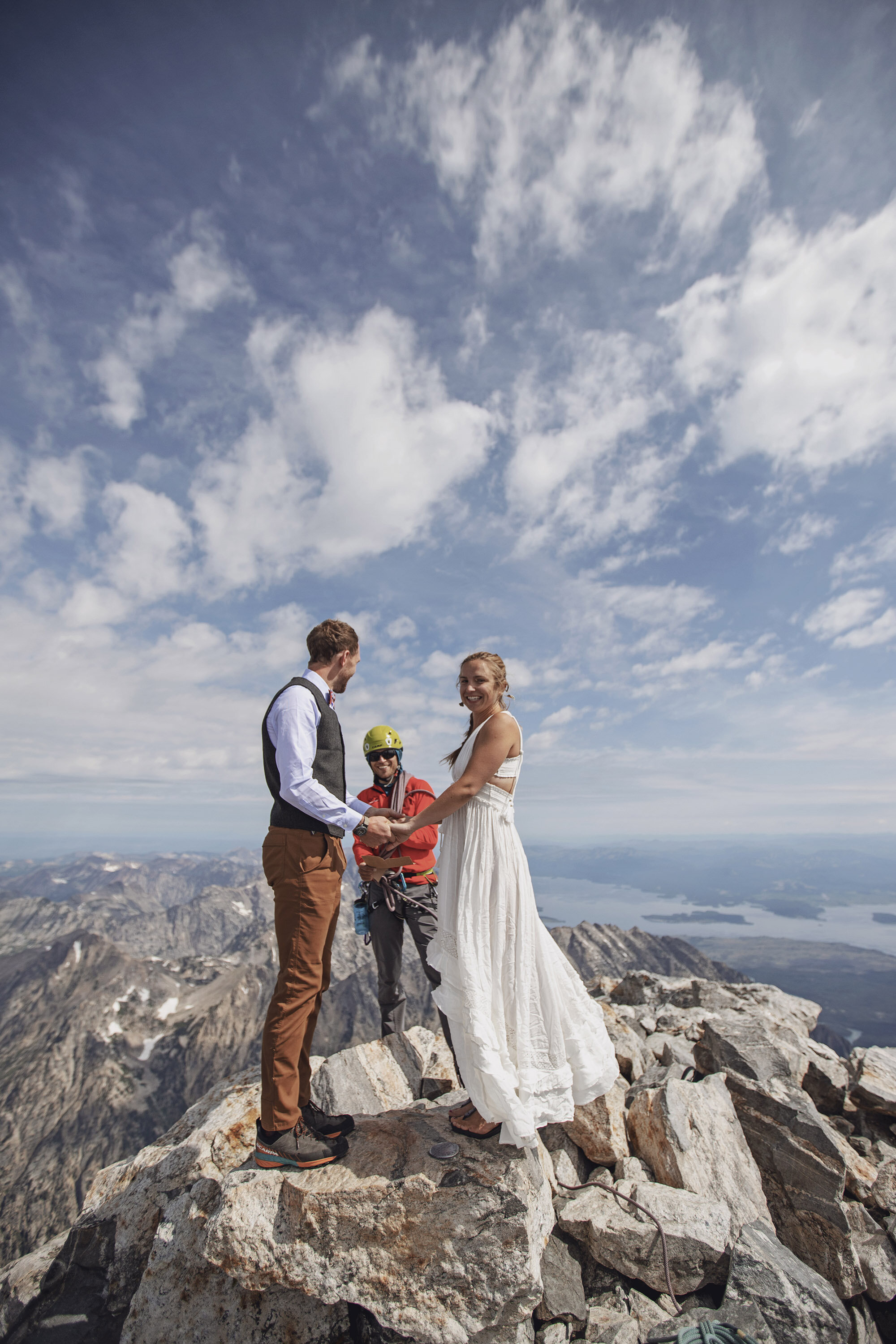  A wedding ceremony on the summit of the Grand Teton, Wyoming. 