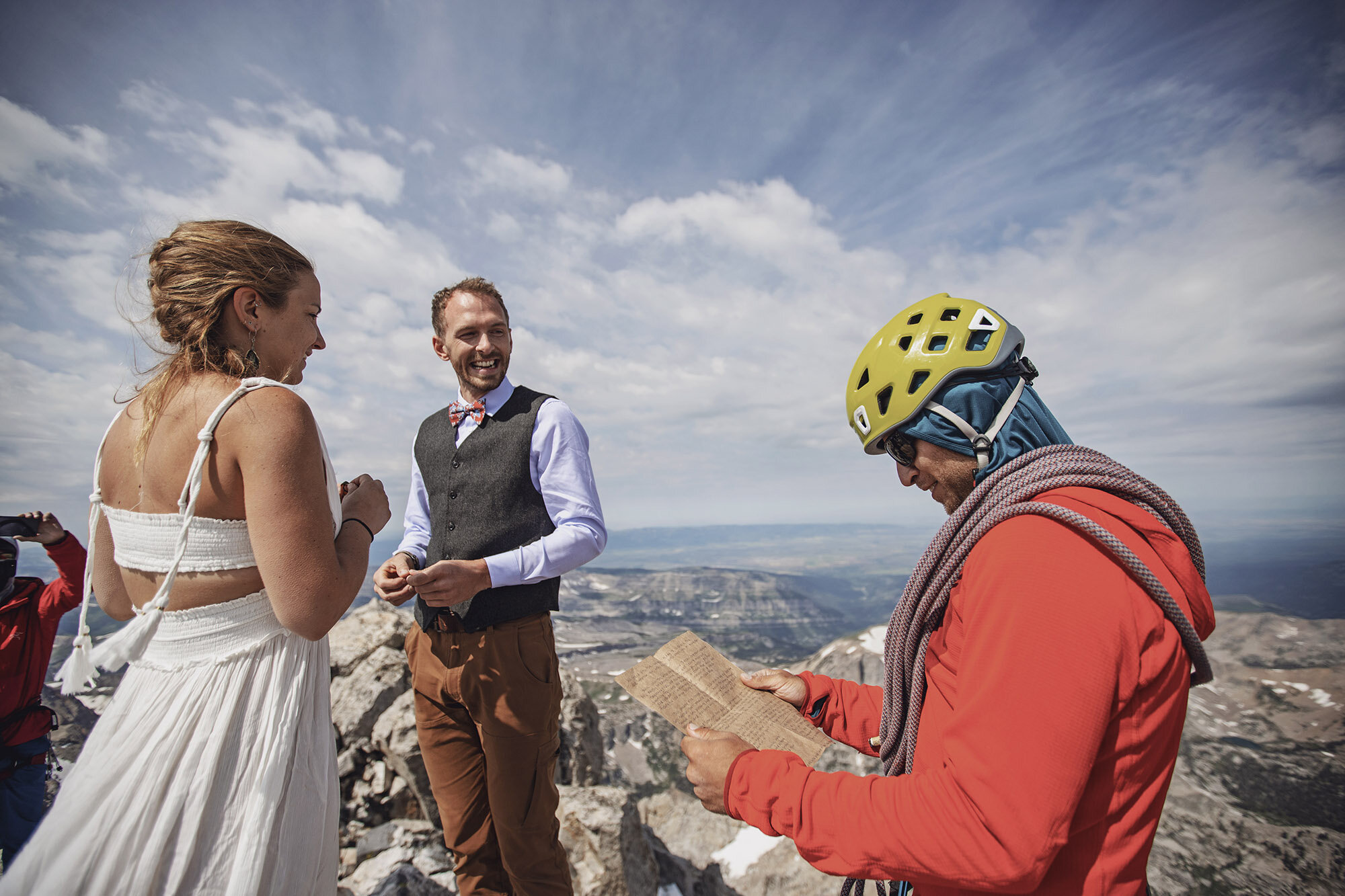  Wade marries Liz and Collin on the summit of the Grand Teton.  