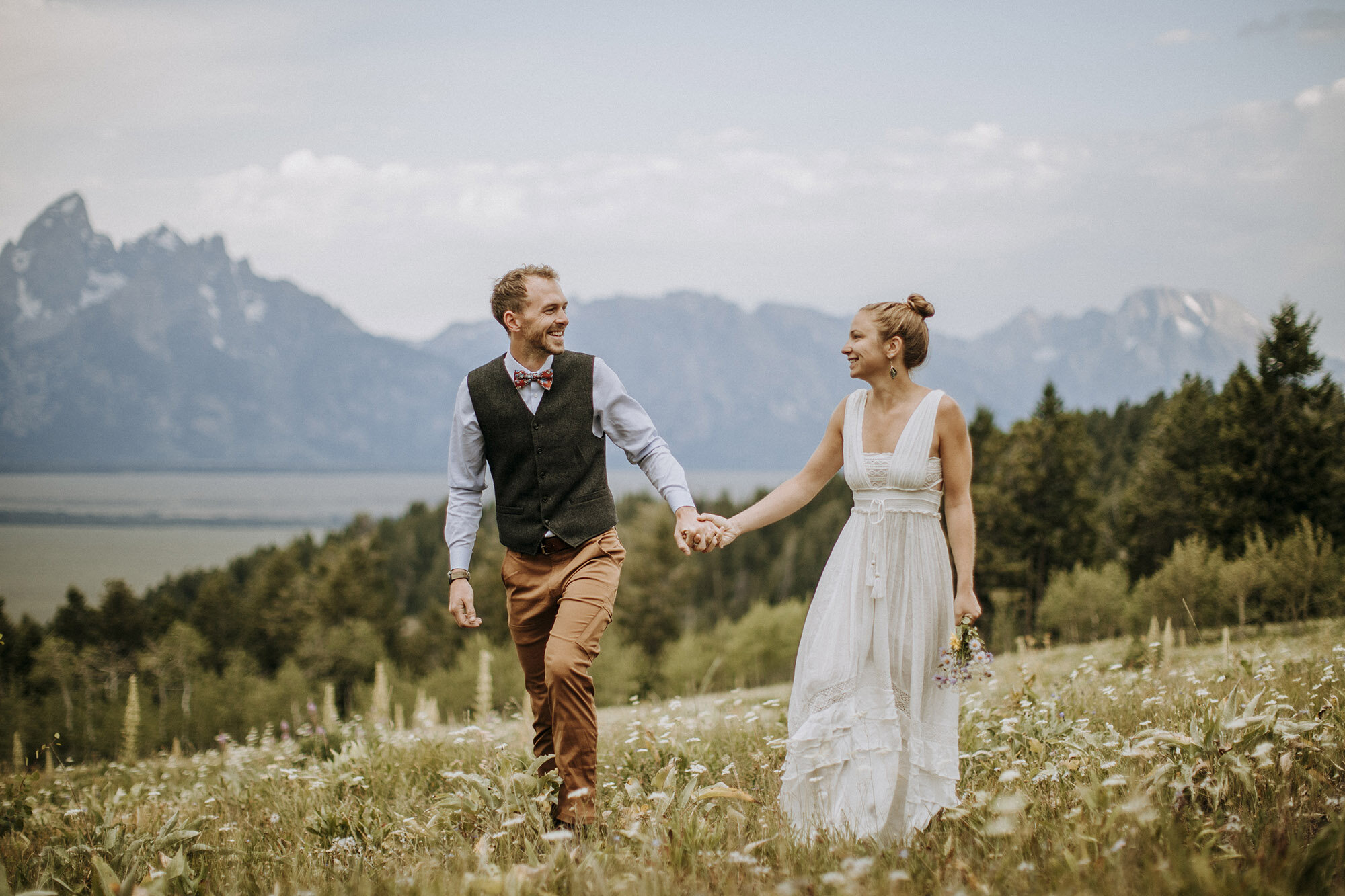  Liz and Collin on Shadow Mountain in the Bridger-Teton National Forest the morning after getting married. The Grand Teton is in the distance. 