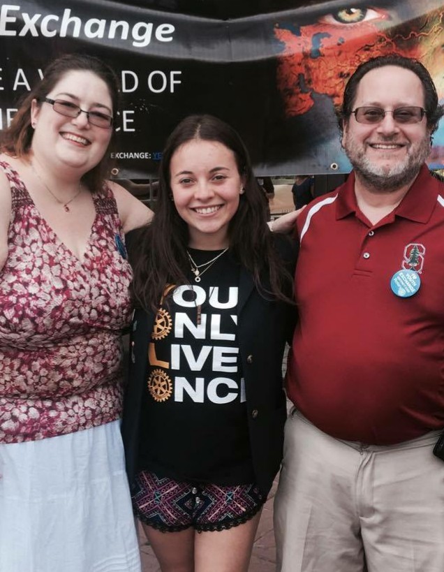 Amy and Evan Tuchinsky with their foreign exchange student, Bianca.