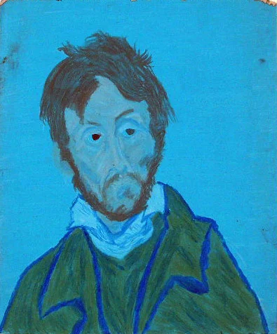 Gericault's madman copy     19x22     oil pastel