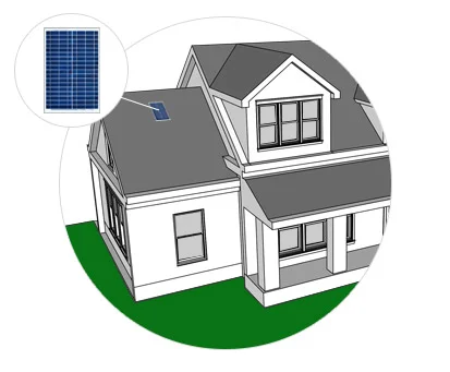 Step 1: Starting out on the roof, a simply installed solar panel collects the sunlight’s energy, even on cloudy days, and converts it into safe low voltage DC power.