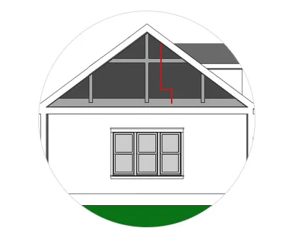 Step 2: The power is then transferred down through your attic using our durable interconnect cabling. A small ¼” diameter hole is all that’s needed in the roof.