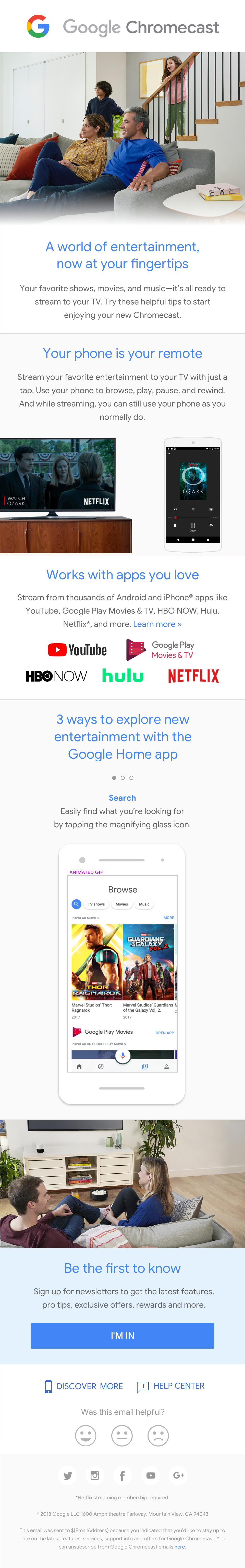 Chromecast Welcome E-mail 