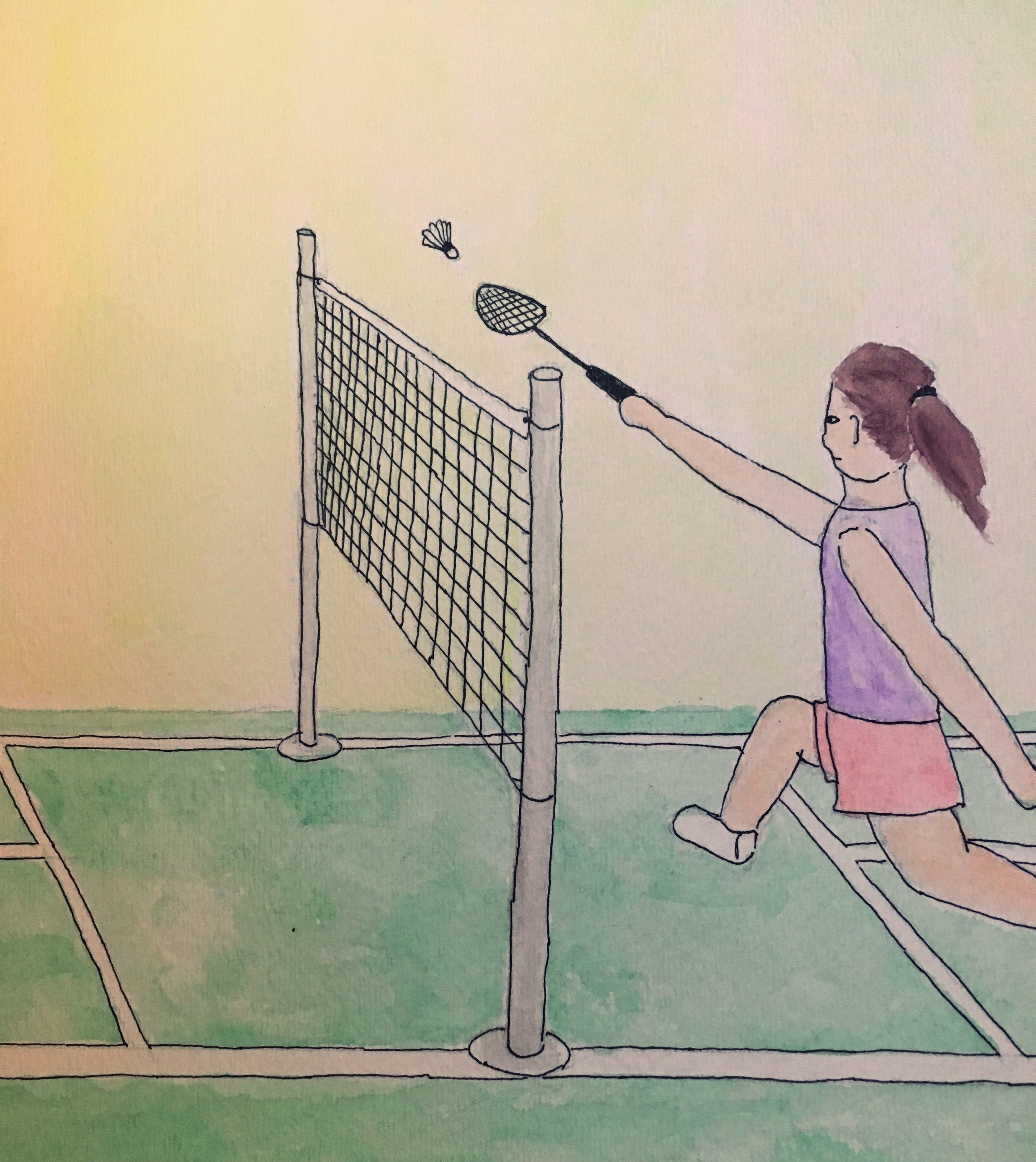 Attempting to play badminton