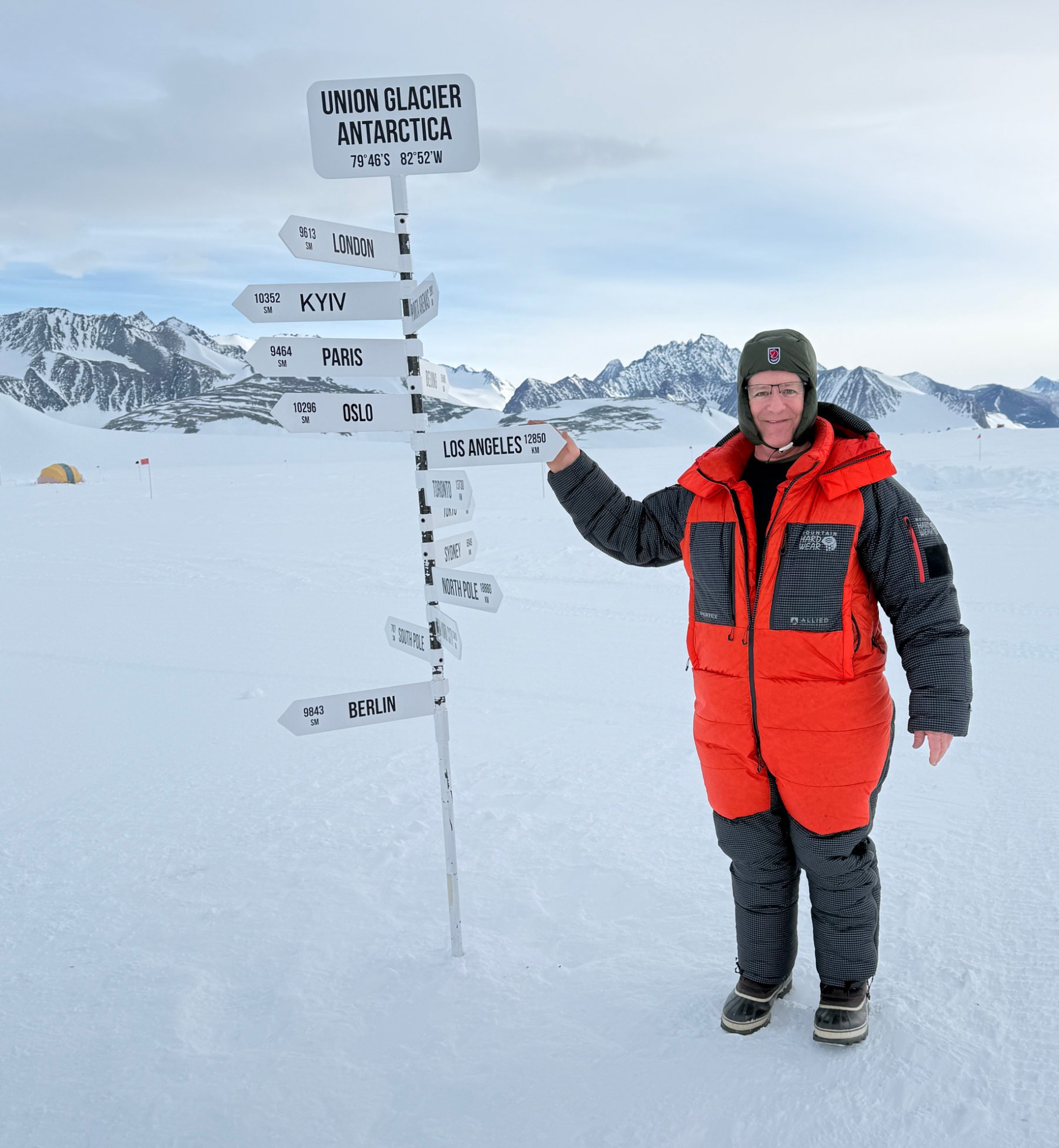 Ben Hattenbach at Union Glacier camp in Antarctica