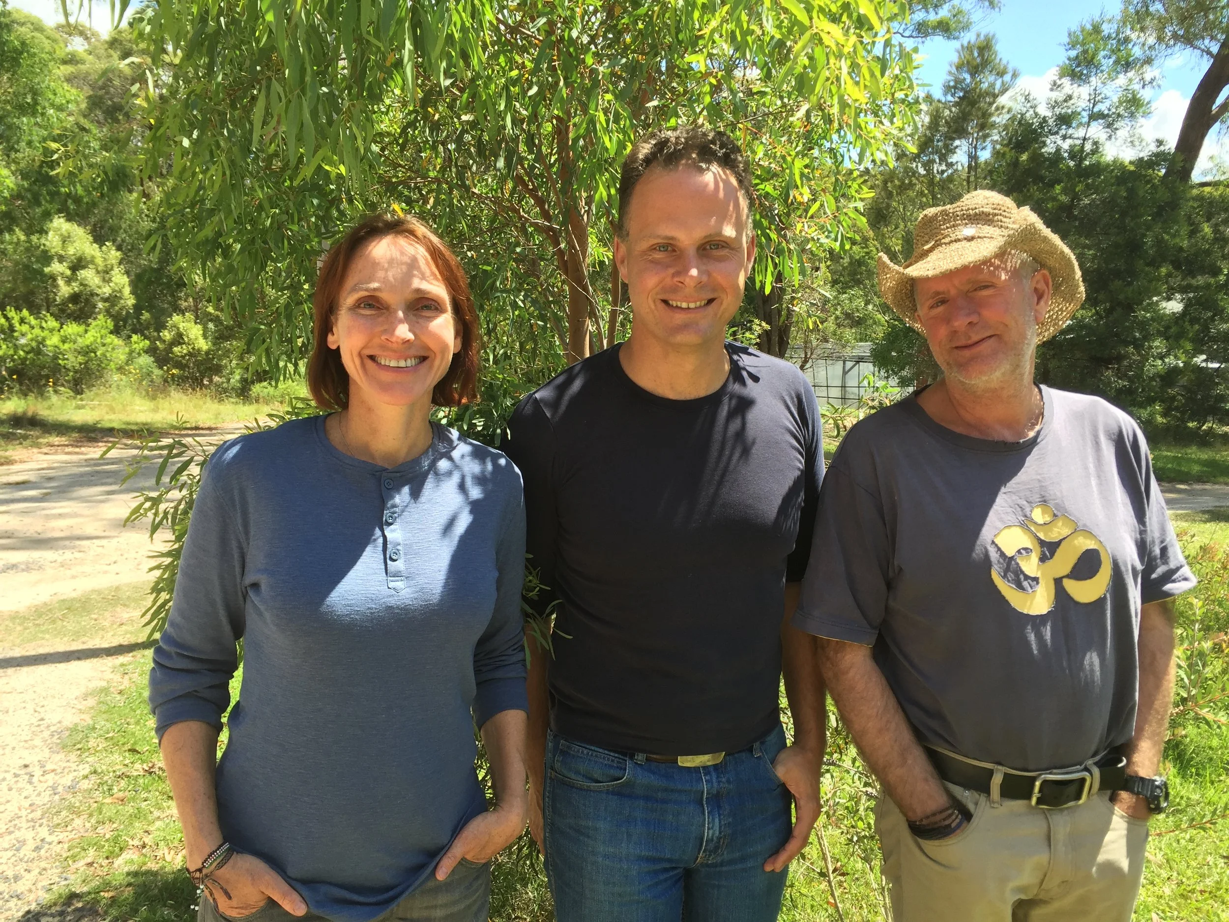  New England Greens candidate Mercurius Goldstein with friends at the sanctuary. 