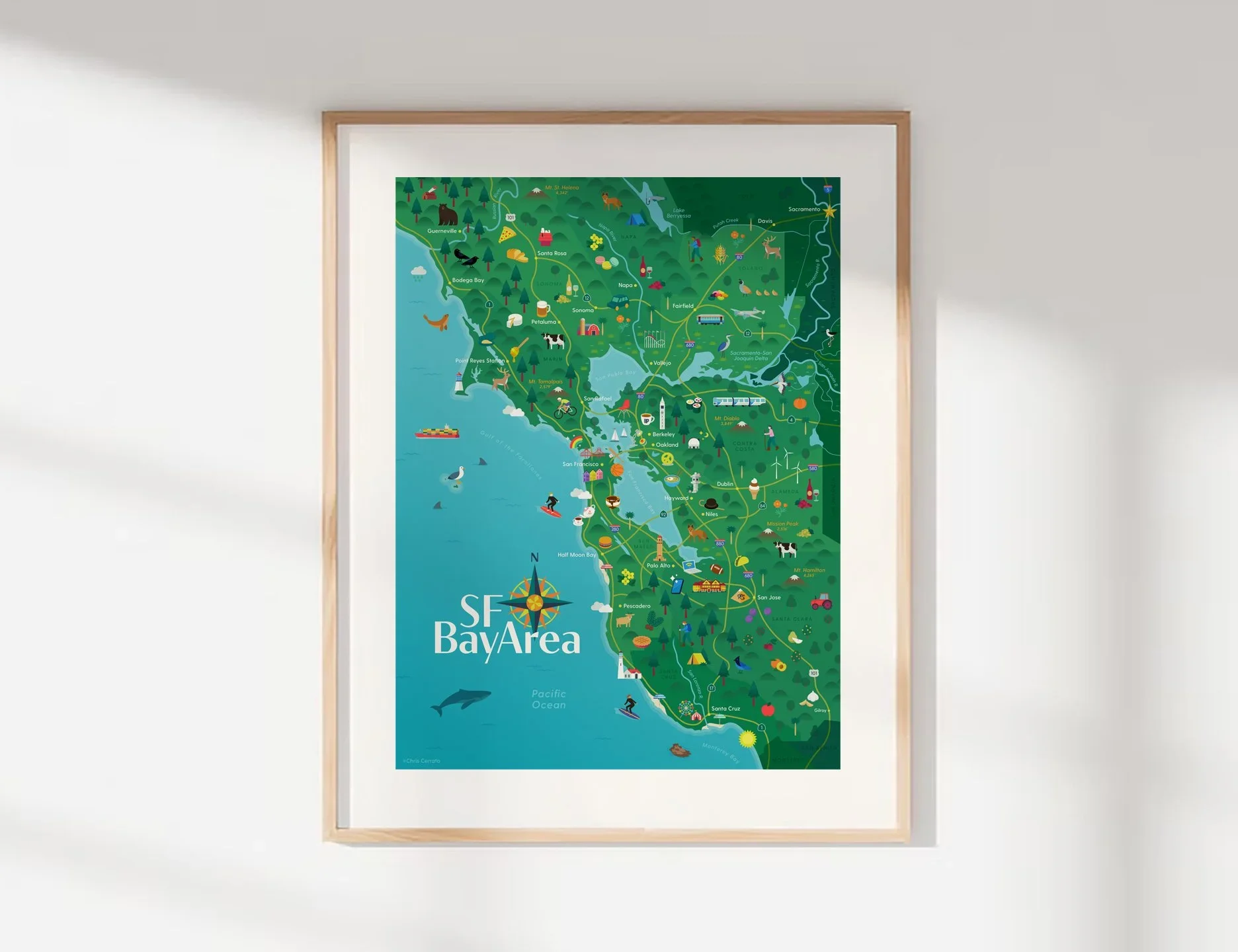  Here’s a fun, educational map of the San Francisco Bay Area featuring over 60 references to the iconic architecture, local dishes, tourist spots, flora, and fauna that make this part of the country so beloved. 