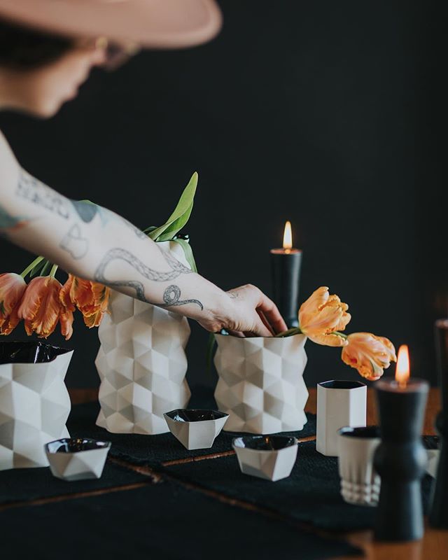 I love getting to collaborate. Here&rsquo;s a behind the scenes moment from a shoot for @modcrmx with styling by @mikalovebug. Placemats by another rad local maker, @clarityelise_wovens. Candles by @greentreehomecandle.