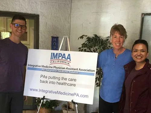 September, 2018, graduating attendees of IMPAA Integrative Medicine & Practice Building Training. from left to right: Justin Anzalone, PA-C; Cathy Ochs, PA-c; Reshma Patel, PA-C.