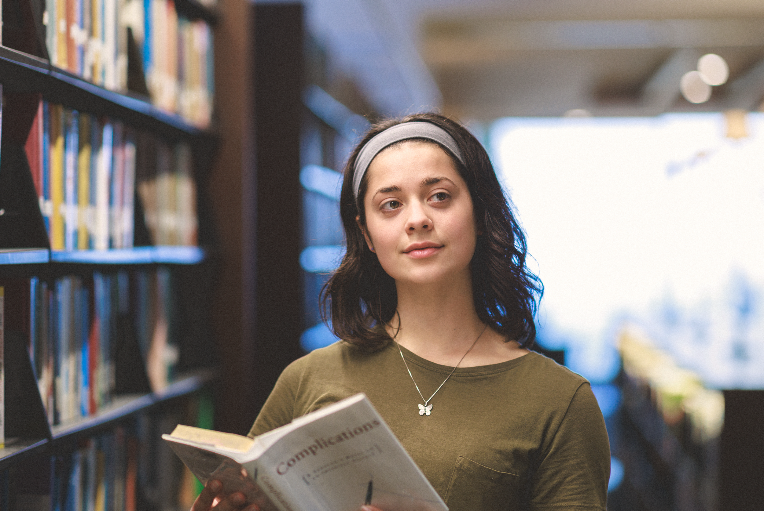 Student in a library