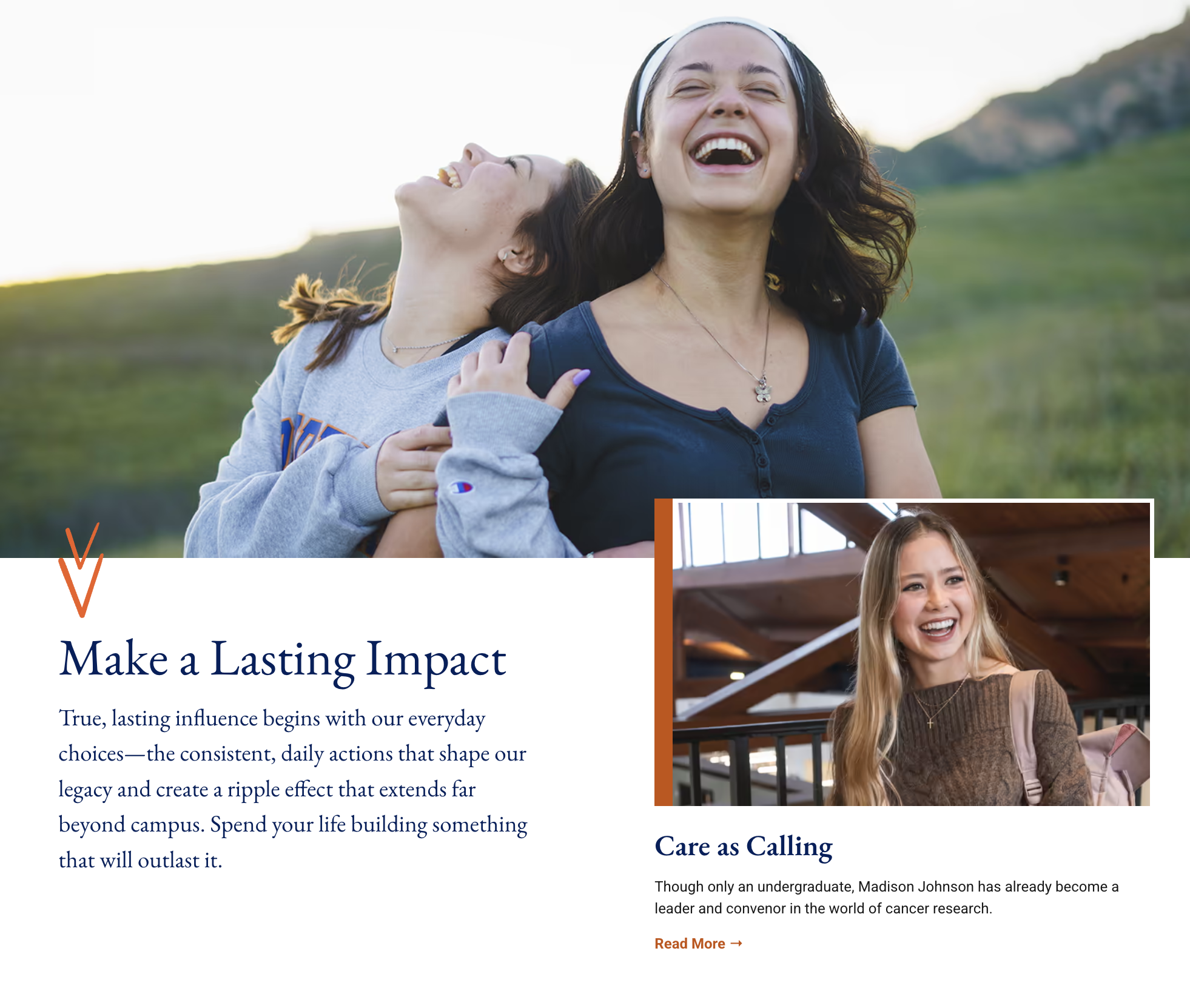Preview of one of the brand pillar content blocks on the campaign website.