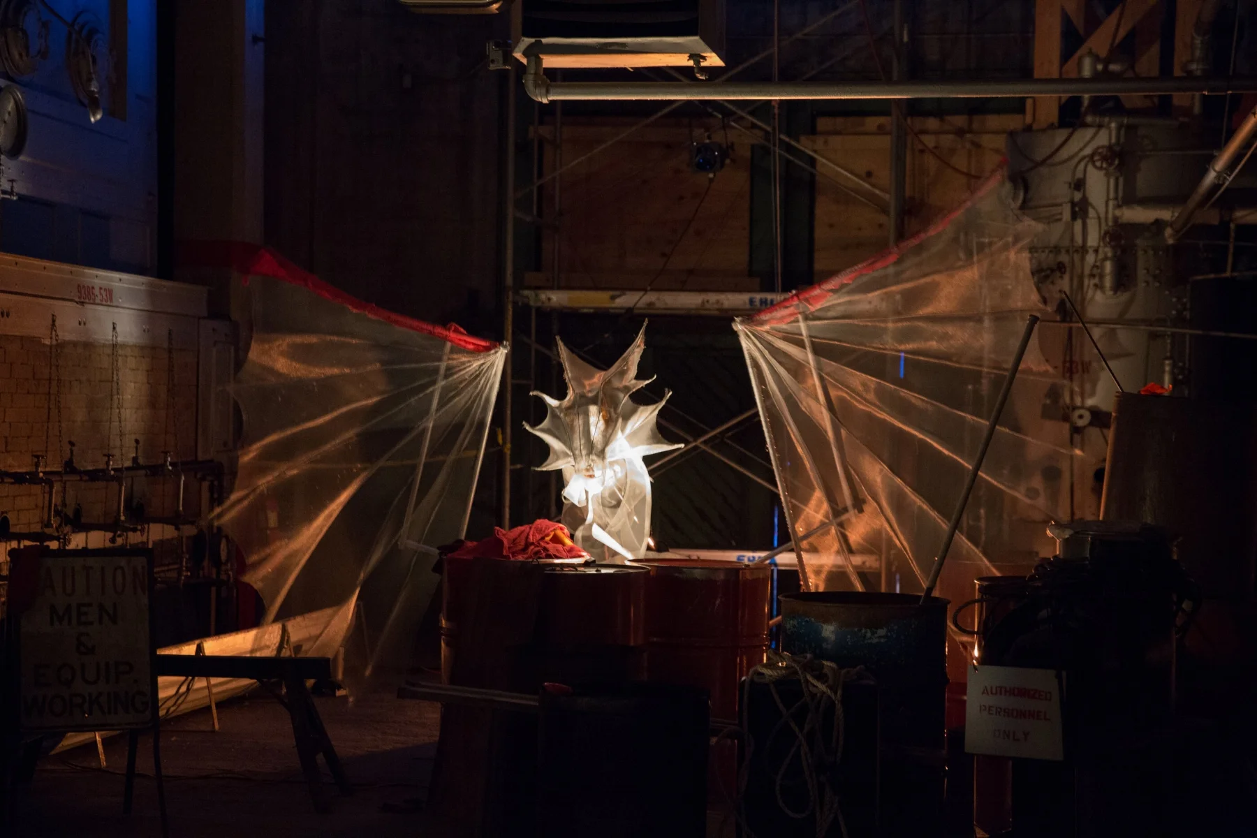 WE REMAIN PREPARED, Georgetown Steam Plant, 2016, puppetry and spectacle design by Lacy K Campbell, photo by Alex Garland