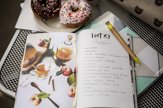 'List some of your favorite meals and treats'. As you can see, I have a healthy diet...