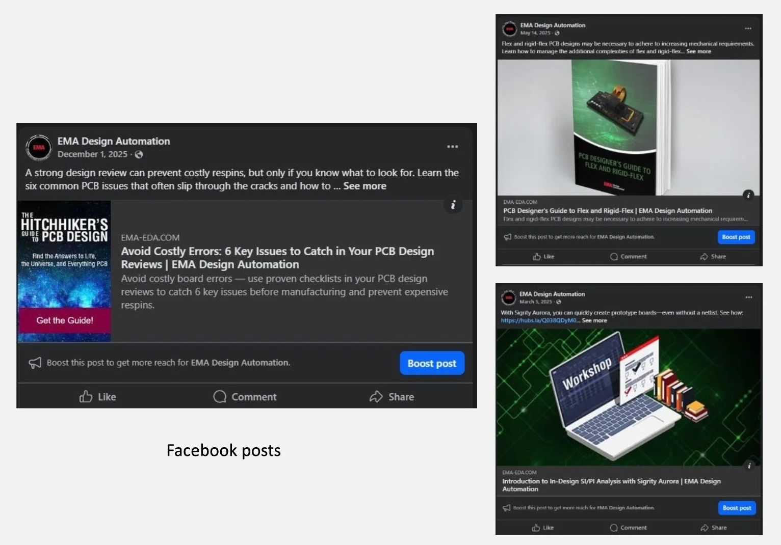 facebook posts with company advertisements