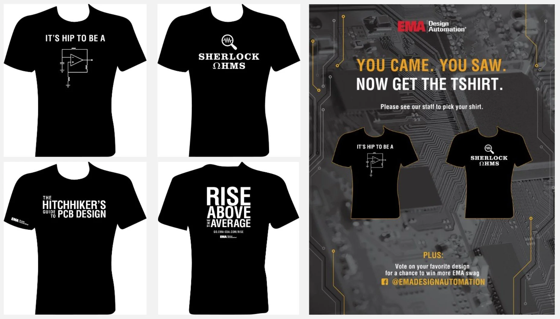 shirts with designs and signage to promote it