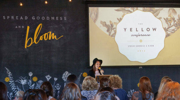 Joanna Waterfall introducing the 1st annual Yellow Conference. 