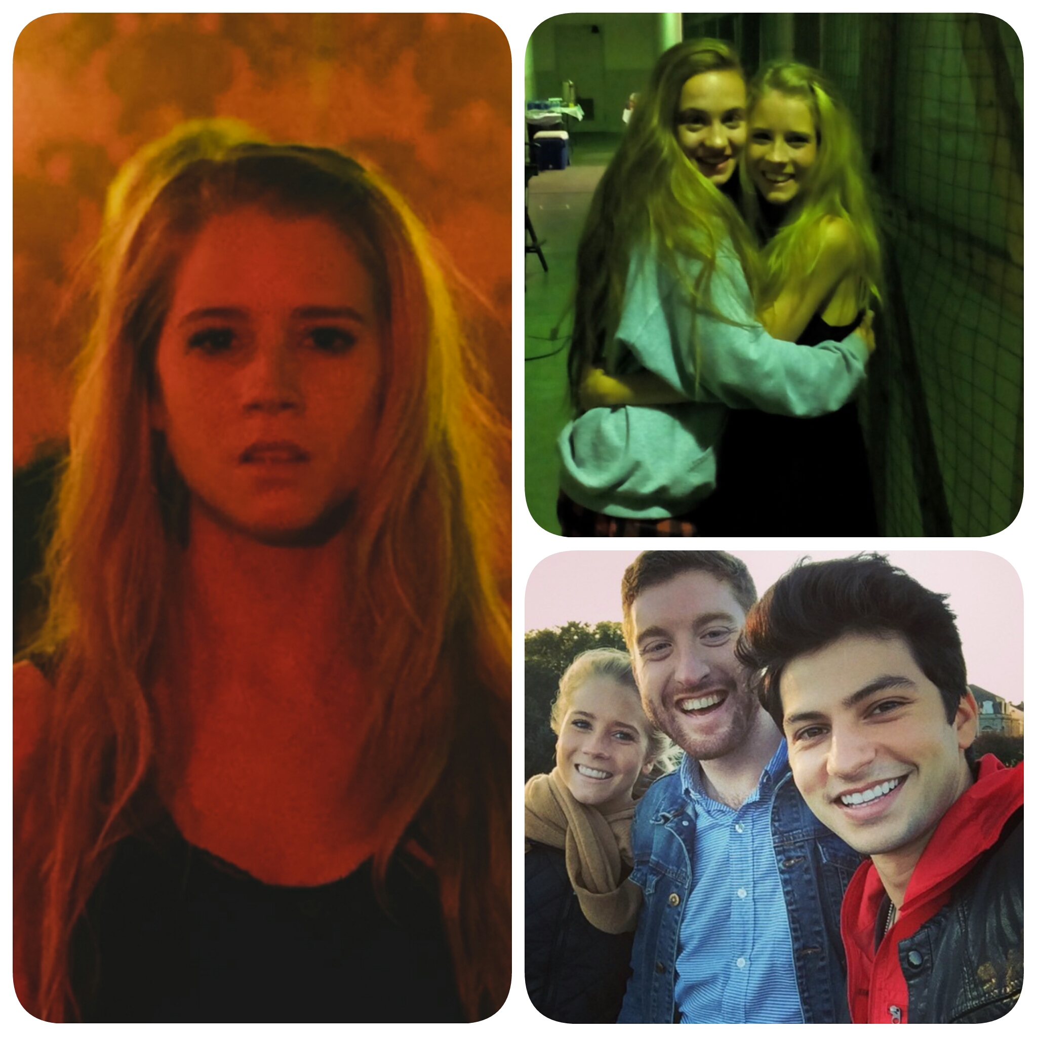 Upper Right: Abigail Duhon ("Elle") Lower Right: Nick Arnold (onset Photog) and George Kosturos ("Galen")