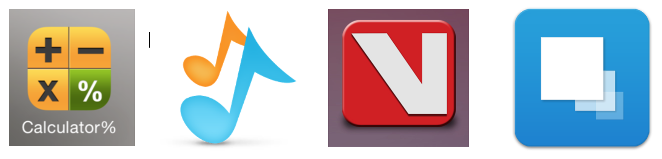 First 4 apps: Calculator%, Audio Manager, Vaulty, and HideApp