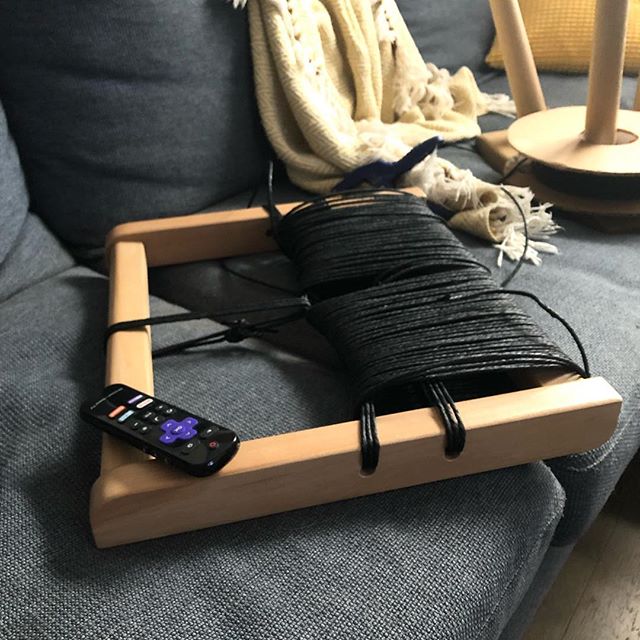 Couch potato! #procrastination #woodworking #danishcord #cherry #balance #whatdidigetmyselfinto #itsnotgonnaweaveitself #studiofurniture