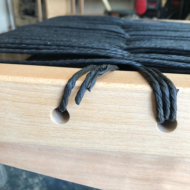 Weaving is relaxing they say... yeah, i need a nap now #fuckups #breath #startallover #danishcord #cherry #finewoodworking #studiofurniture #staycalm #process #patience #notbalanced #cherrypopped
