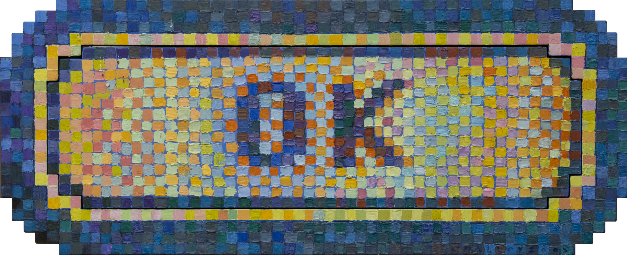 Click OK. Oil and rubber on wood. 12" x 36" 2005