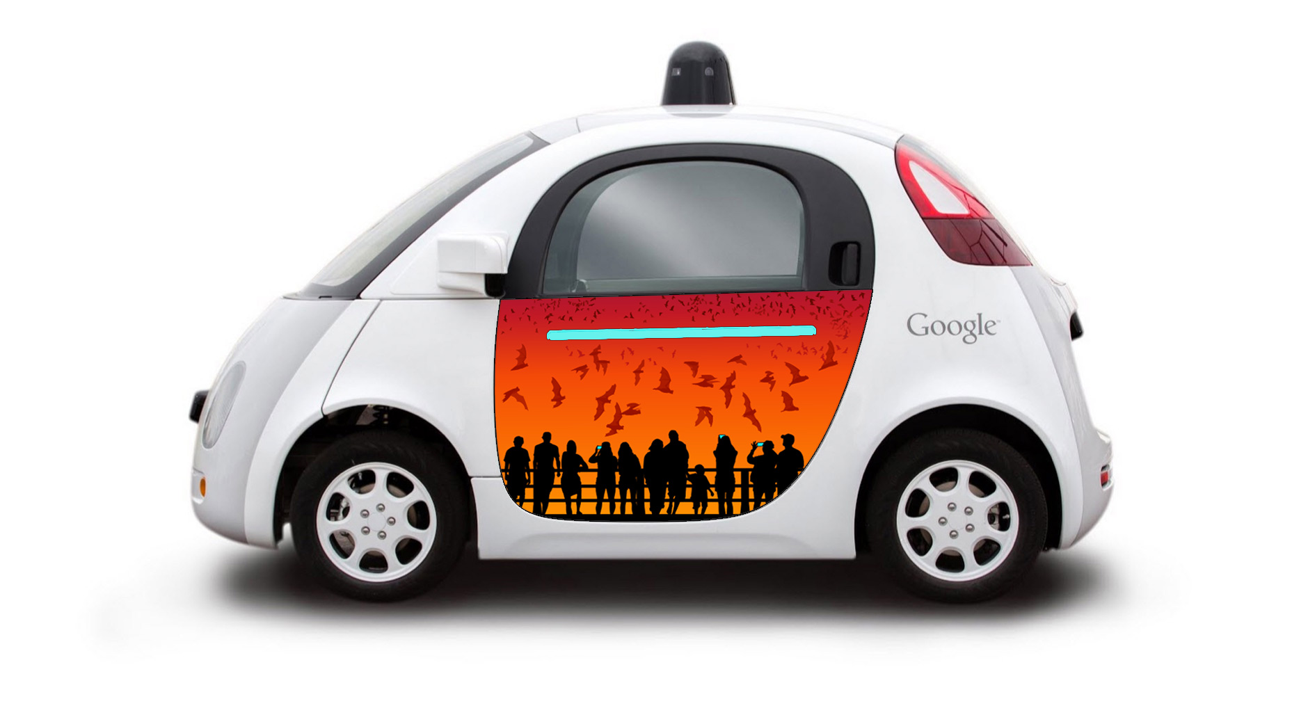 Google Self-driving Bat Mobile. Vector illustration, 2015