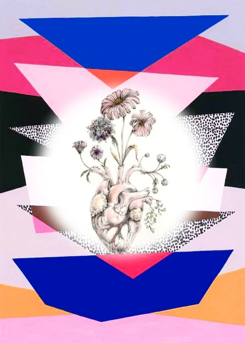 Background print by Eloise Renouf | "Blooming Heart" by Meagan Segal | Edit by me
