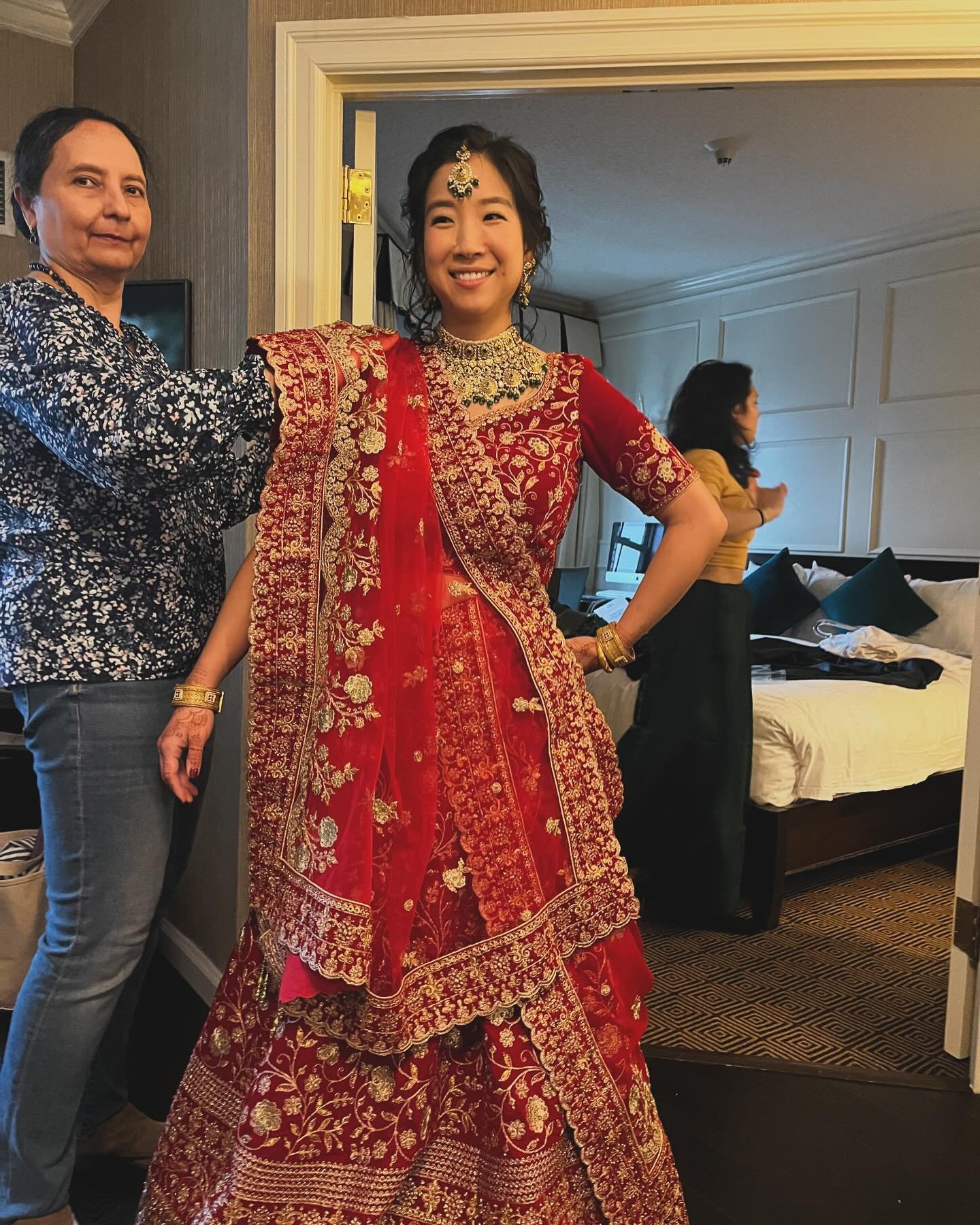 Some shots of us getting ready as two clans came together to celebrate @sereebee and @souvikpaul89 &lsquo;s wedding this weekend. The outfits, the company, and the dancing were all on point.