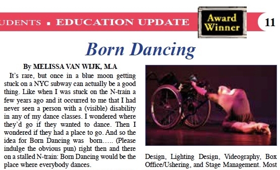 Close up of article in Education Update.