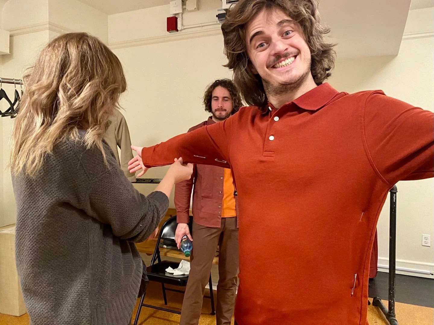 Costume fittings with our Designer, Stacy. (You look good, Jake!)