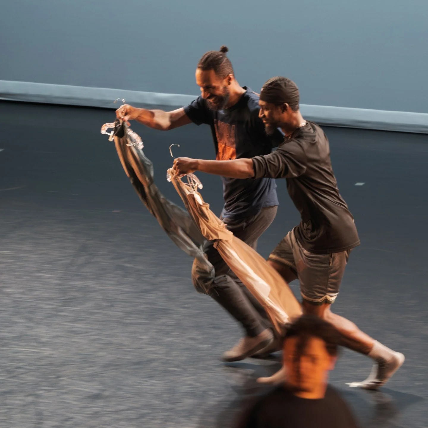 Behind the scenes: When the lighting designer needs to see the costumes under the lights, but the ladies wearing said costumes are busy and so their dance partners dance with the dresses....🤣🤣 (Thanks, Justin and Dom!) Photo: @mrjustgonz