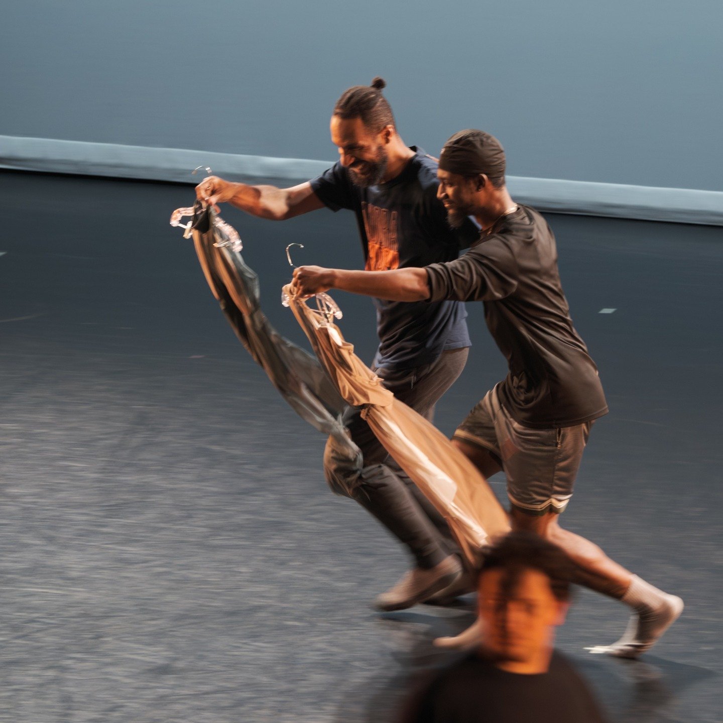 Behind the scenes: When the lighting designer needs to see the costumes under the lights, but the ladies wearing said costumes are busy and so their dance partners dance with the dresses....🤣🤣 (Thanks, Justin and Dom!) Photo: @mrjustgonz