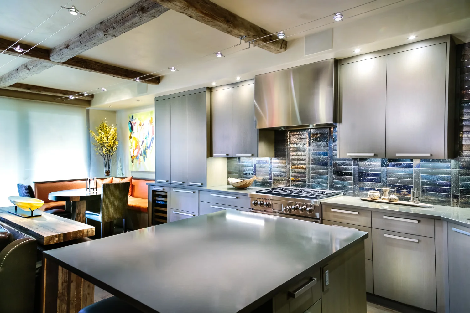 Gray modern industrial style kitchen | Vail custom cabinet maker | Timeless Millworks