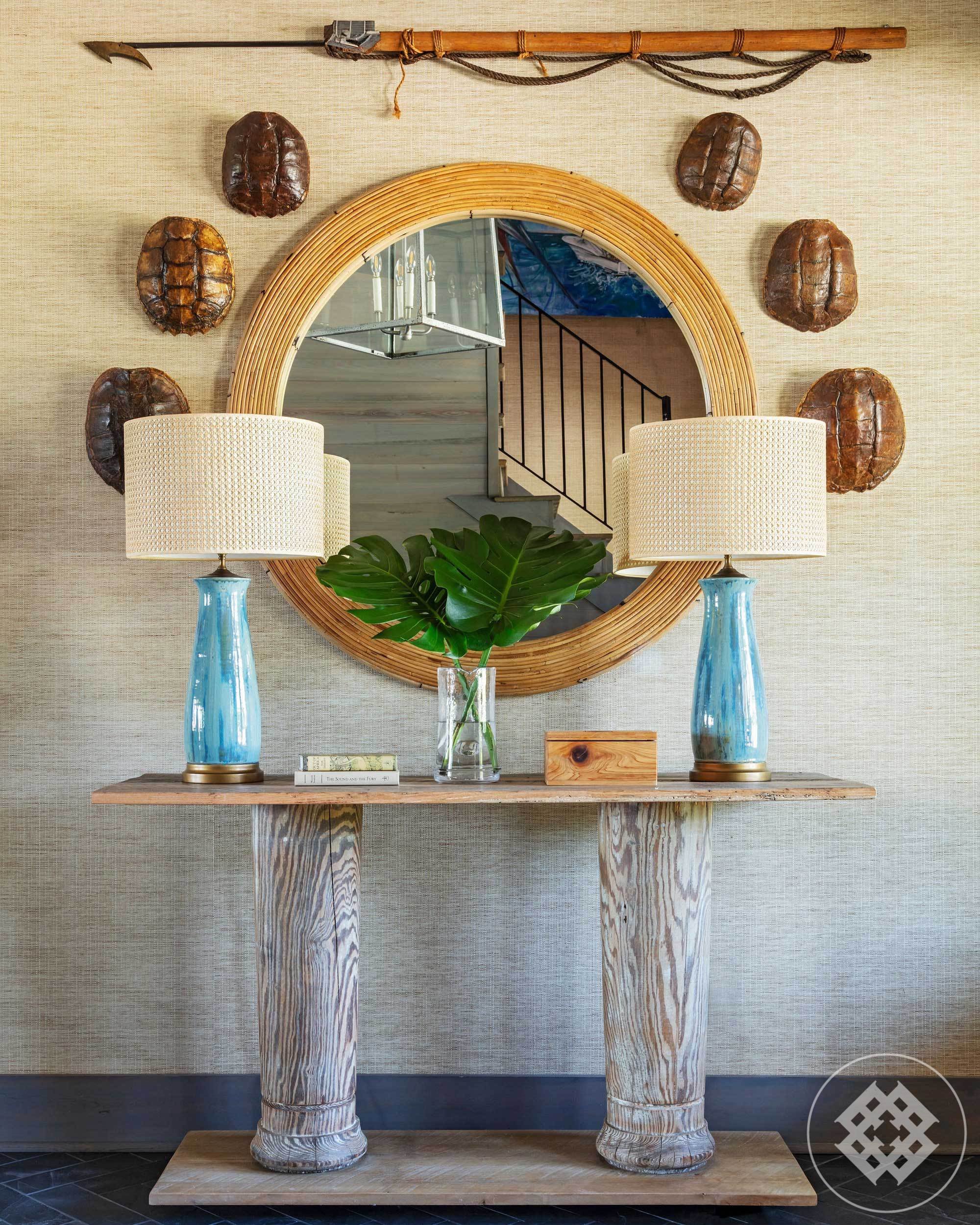 entry-hall-handmade-console-table-custom-bamboo-mirror.jpg
