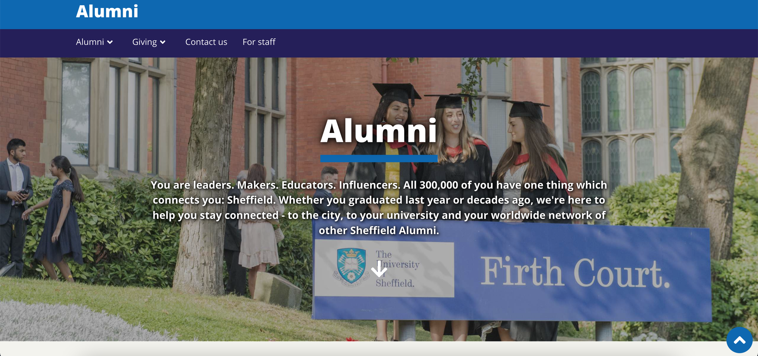 Alumni homepage - University of Sheffield website - May 2022