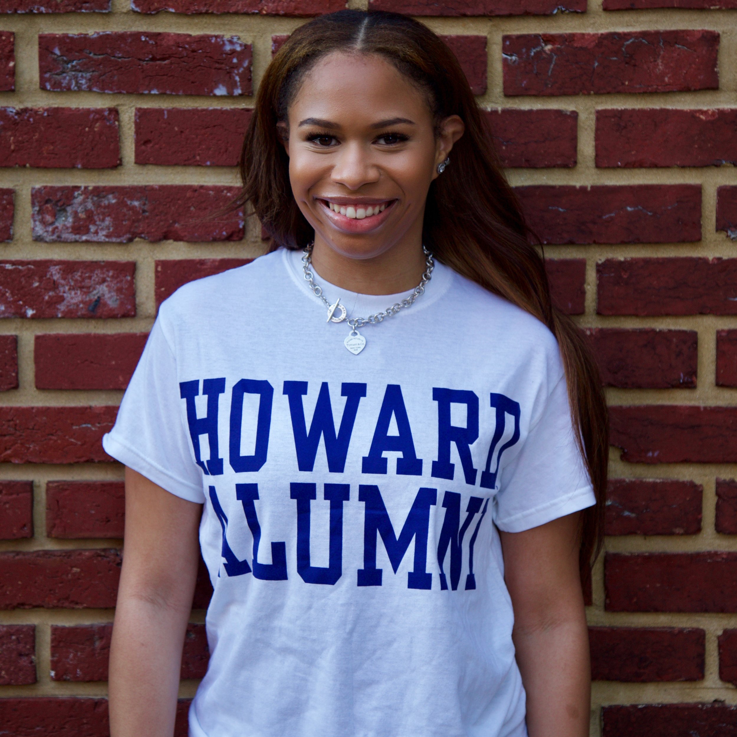 LeftOver. White Stacked Howard Alumni Tshirt
