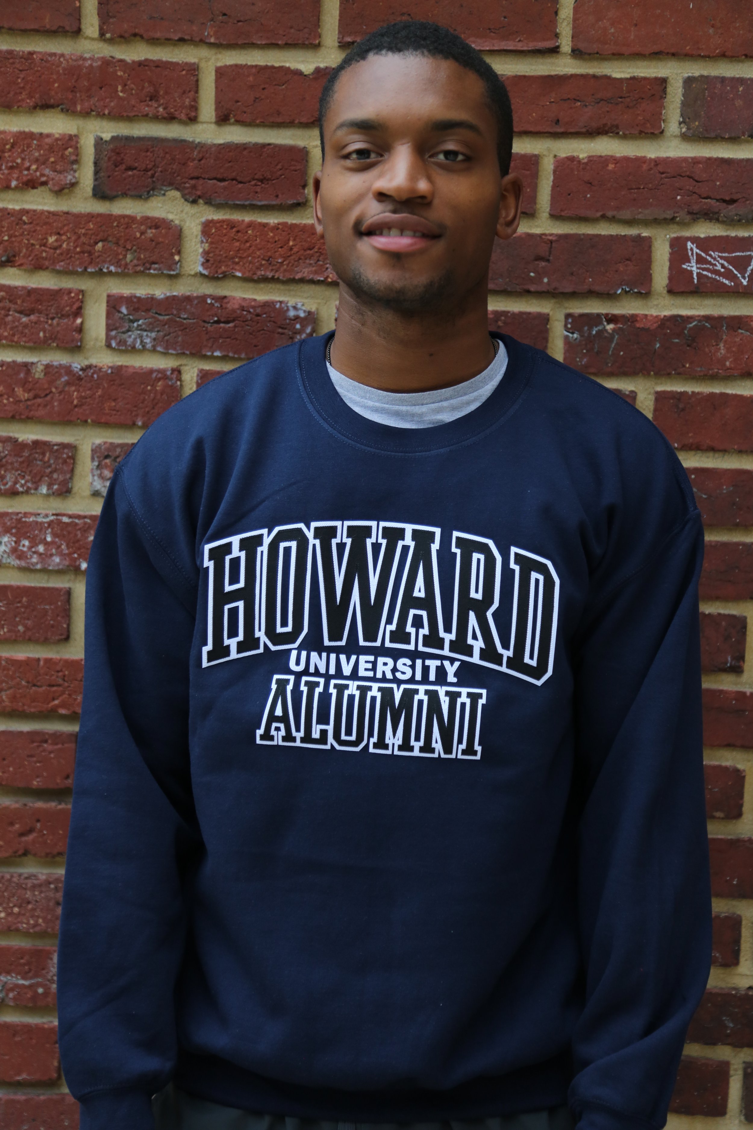 Black on Navy Stitched  Crewneck