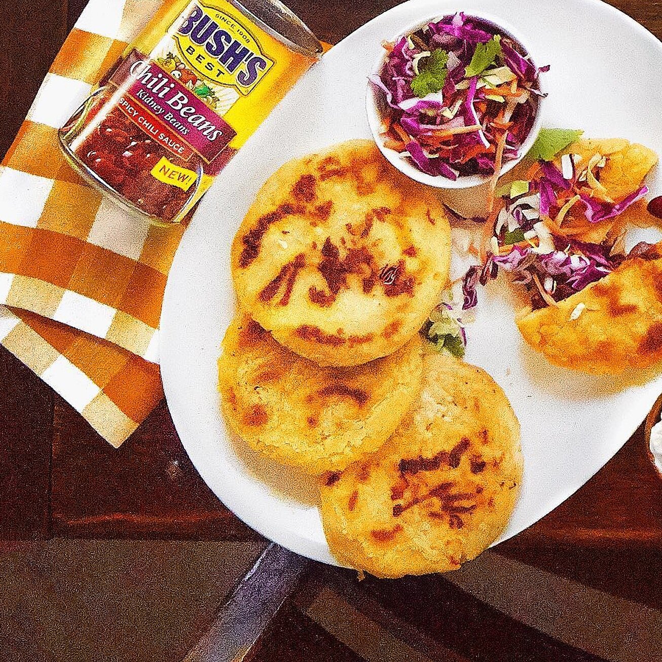 Stuff fresh pupusa dough with spicy chili beans and you're on your way to pillowy heaven ☁️