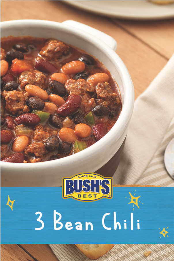 Why stop at one chili bean when you can have three? This Three Bean Chili recipe blends dark red kidney, pinto, and black beans with cinnamon for a sweet twist. 