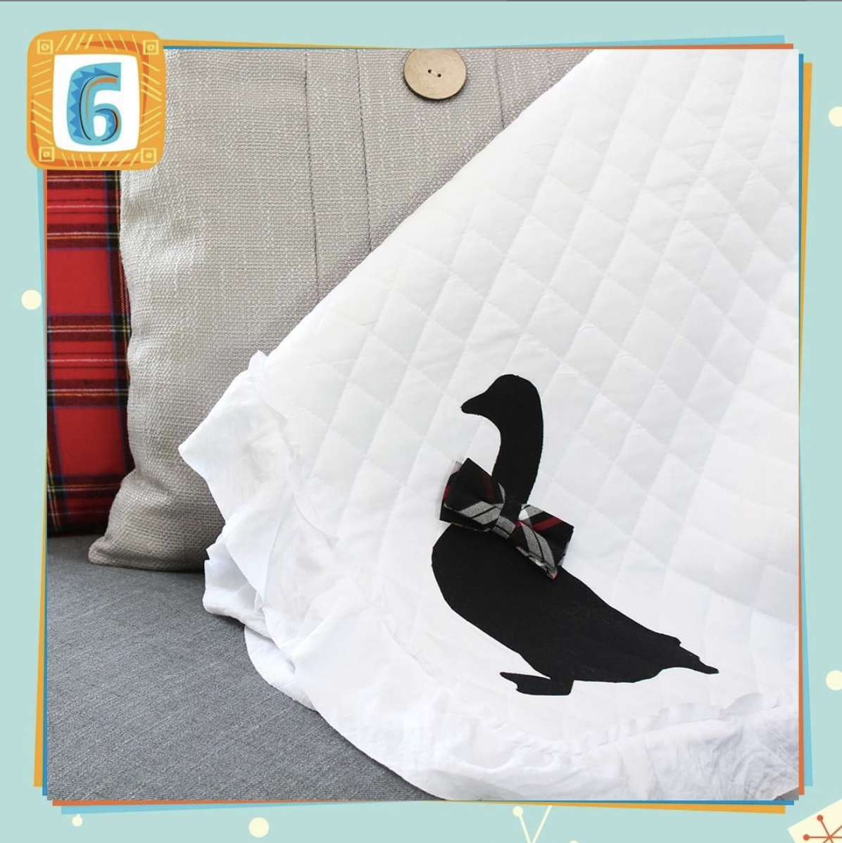 🎵On the 6th day of Christmas 🎵… @creativegreenliving dreamed up #DIY geese-a-laying for the CPI. Geese cost $390 this year, but why buy when you can DIY? Check out this Goose Applique Throw Blanket!