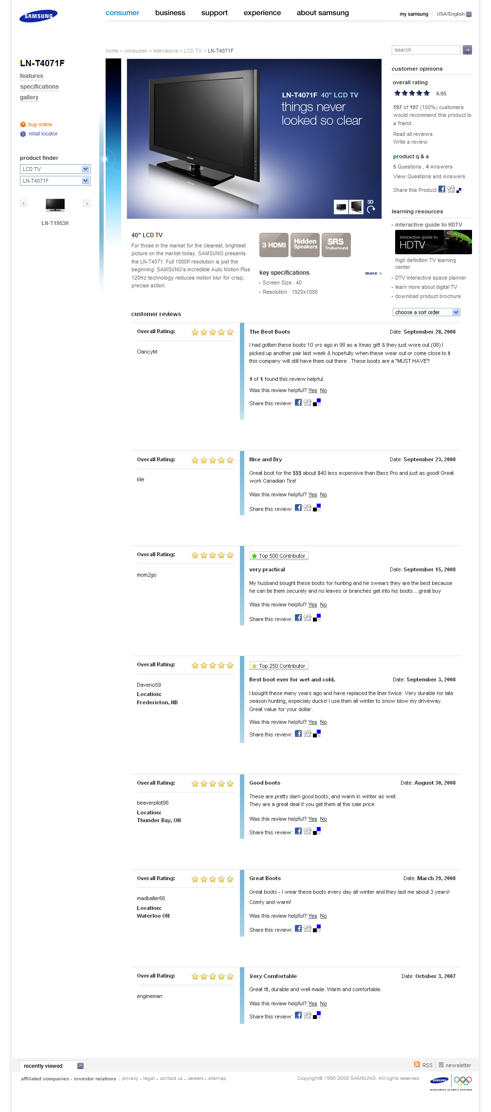 Samsung's original ratings and review display (note: I did NOT design this)