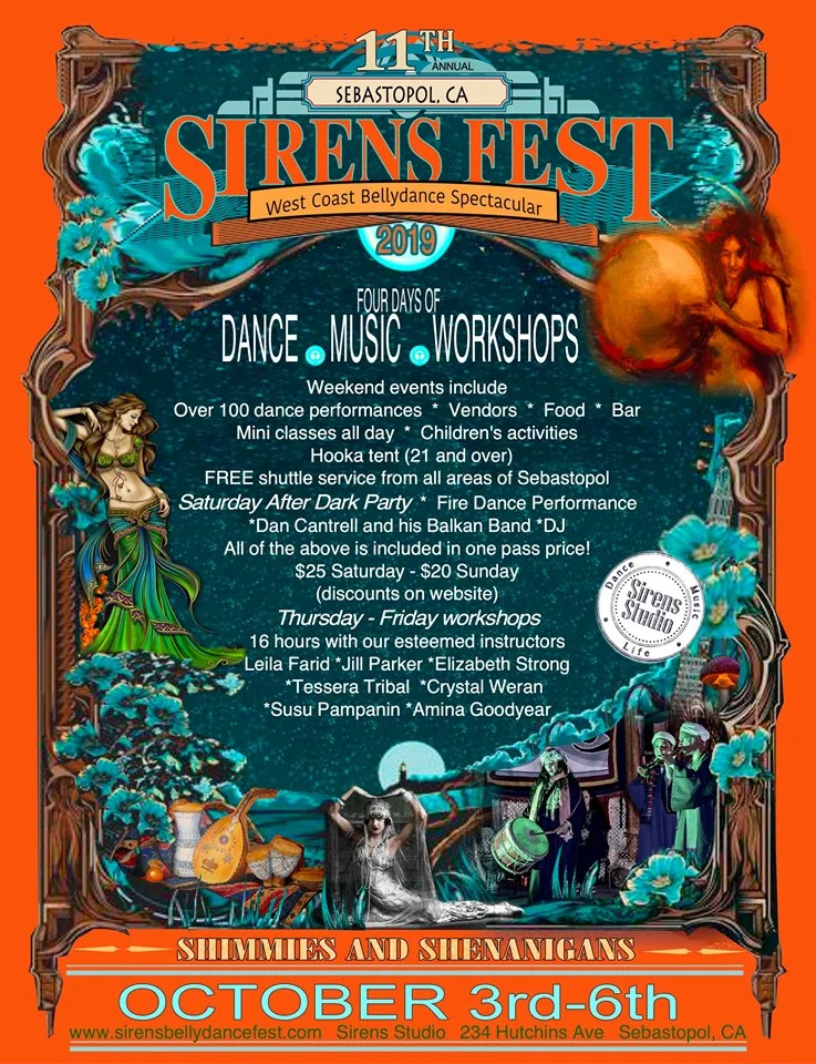 SirensFest Belly Dance Festival in Sebastopol, CA October 3 - 6, 2019