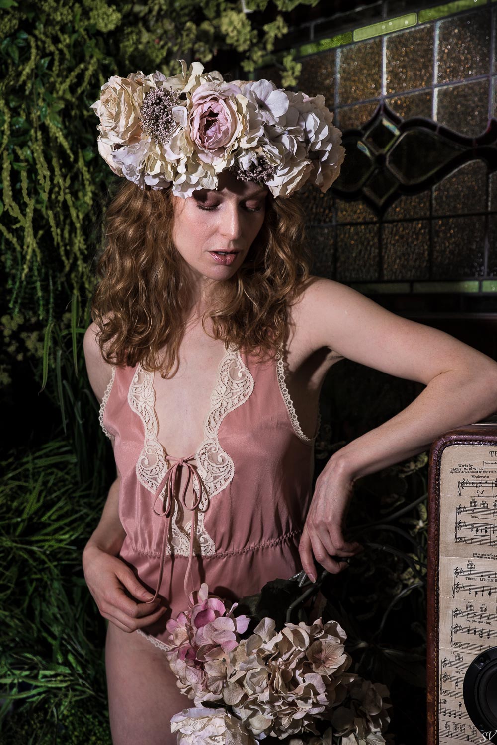 Boudoir photo into a floral studio