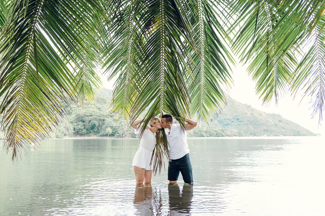 Kiss under the coconut tree in Moorea.