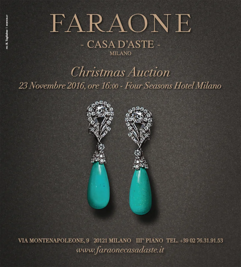 Faraone Casa d'Aste ready for its "Christmas Auction", November 23rd at Four Seasons Milan.