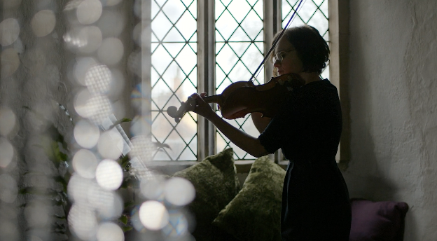 Fiona Hutchins performing as a wedding violinist in Norwich