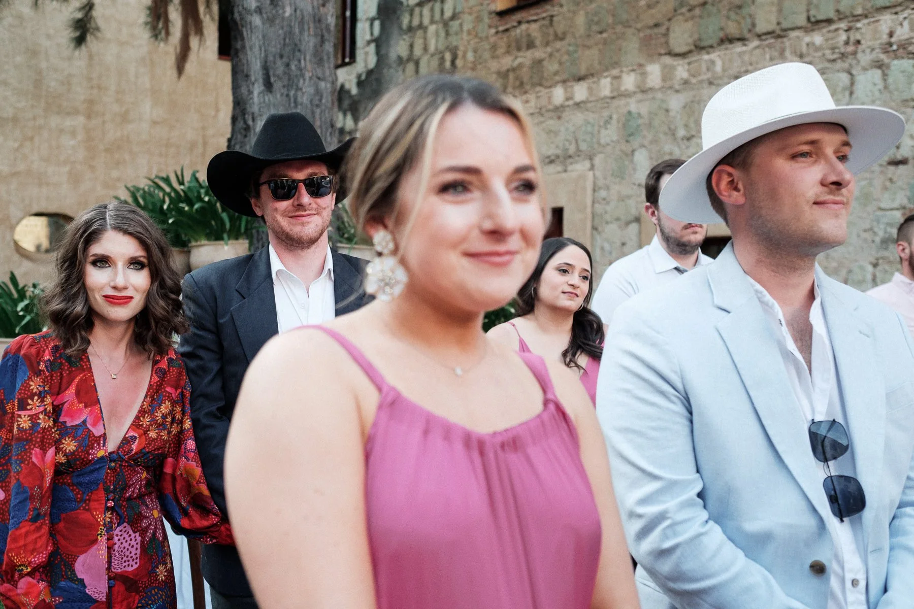 Documentary coverage of emotional guests witnessing the wedding vows in Oaxaca.