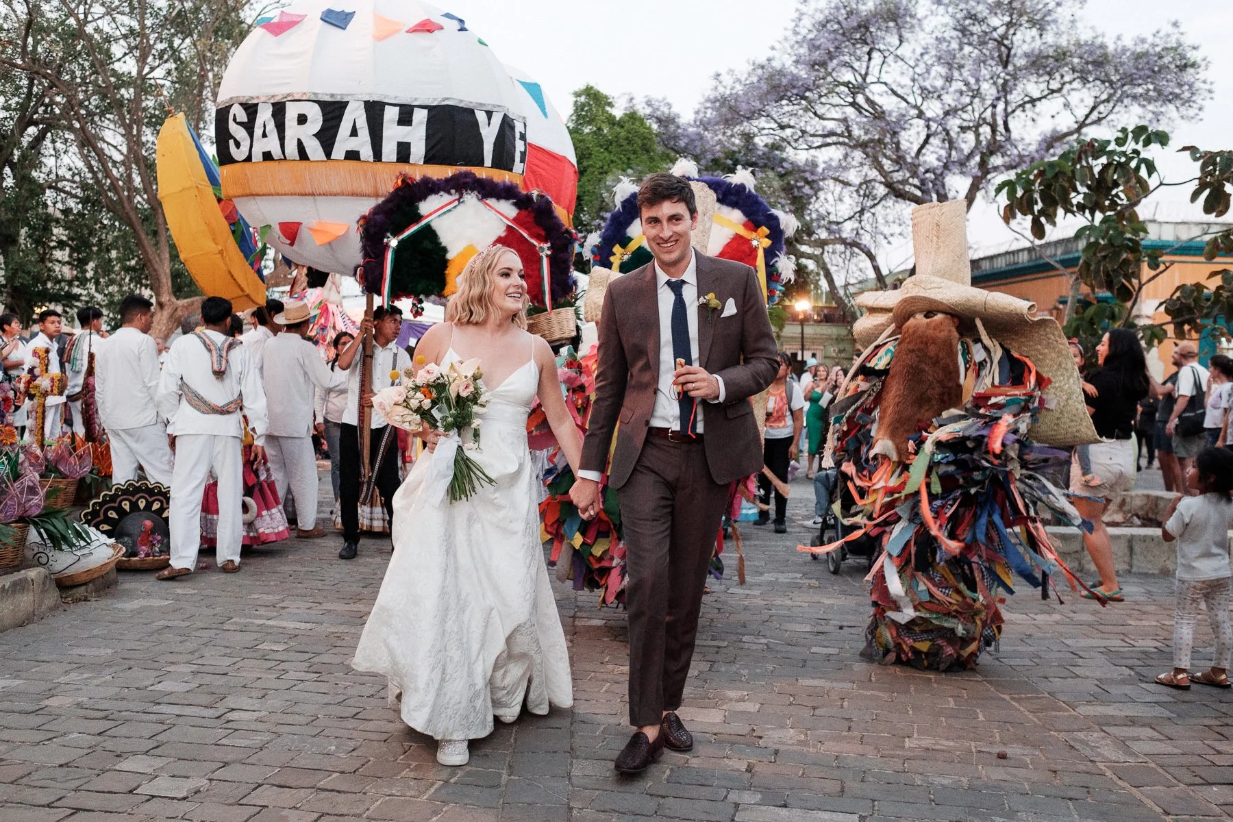 A documentary walk through Oaxaca's historic center during the wedding Calenda celebration.