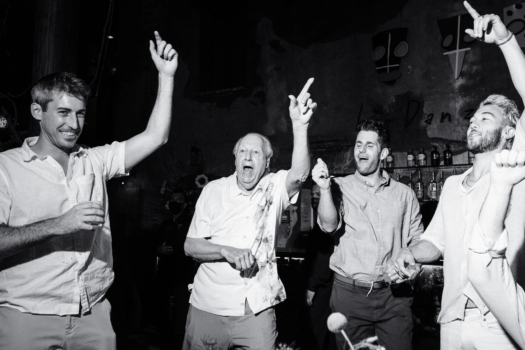Family and friends celebrating at Los Danzantes restaurant in Oaxaca City.